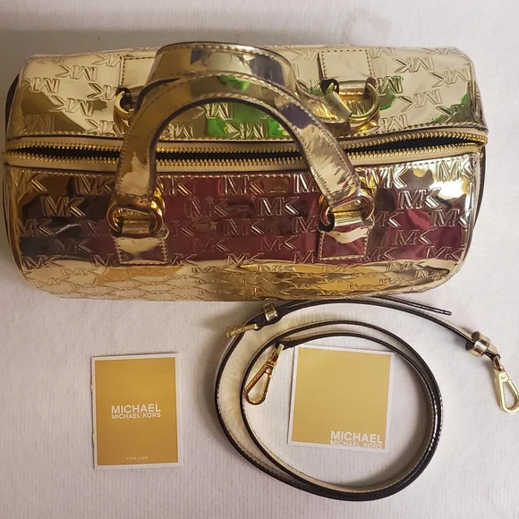 NWT Michael Kors Gold Satchel Bag. NJ - Picture 3 of 6